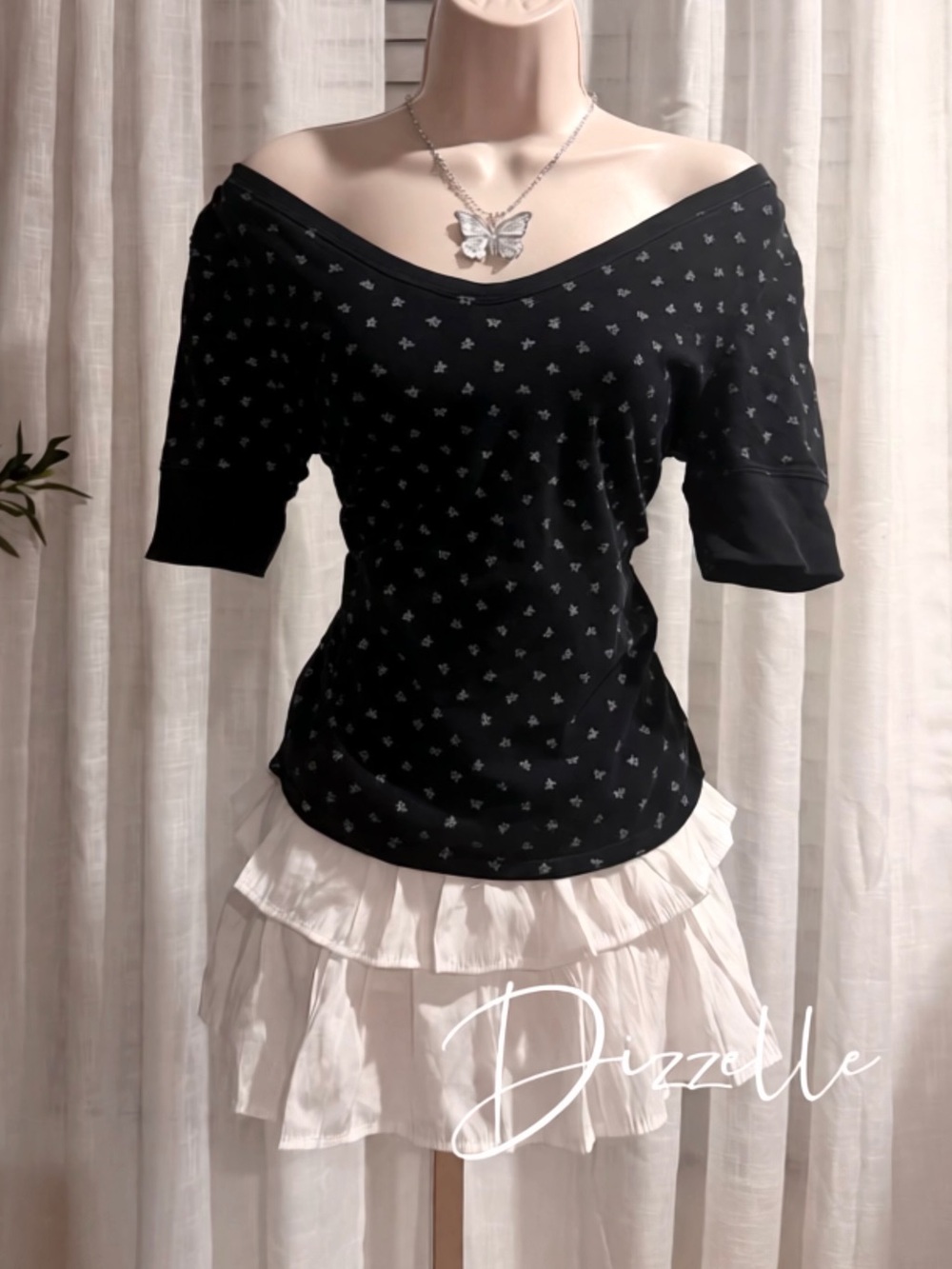 ♡ y2k butterfly off shoulder top ♡